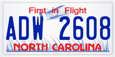 NC license plate ADW2608