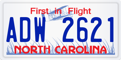 NC license plate ADW2621
