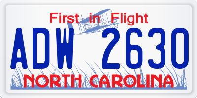 NC license plate ADW2630