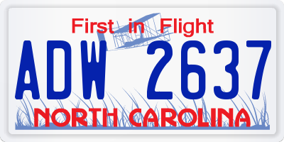 NC license plate ADW2637