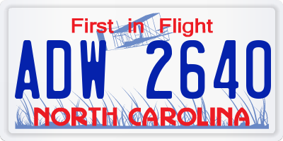 NC license plate ADW2640