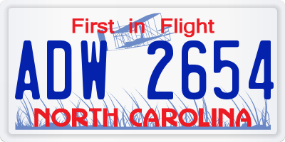 NC license plate ADW2654