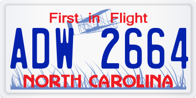 NC license plate ADW2664