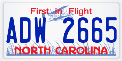 NC license plate ADW2665