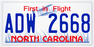 NC license plate ADW2668