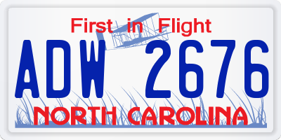 NC license plate ADW2676