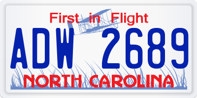 NC license plate ADW2689