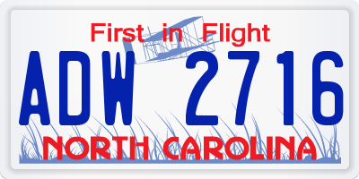 NC license plate ADW2716