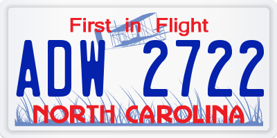 NC license plate ADW2722