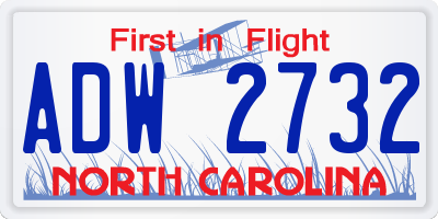 NC license plate ADW2732