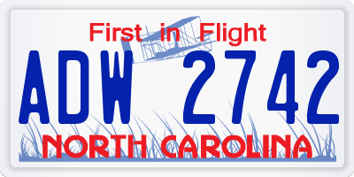 NC license plate ADW2742