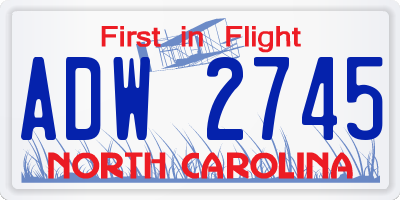 NC license plate ADW2745