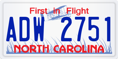 NC license plate ADW2751