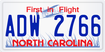 NC license plate ADW2766