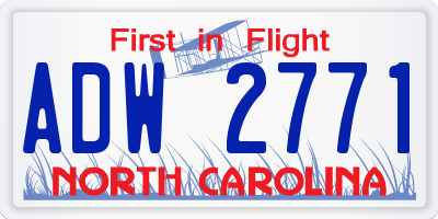 NC license plate ADW2771