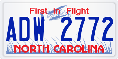 NC license plate ADW2772