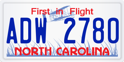 NC license plate ADW2780