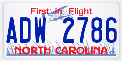 NC license plate ADW2786