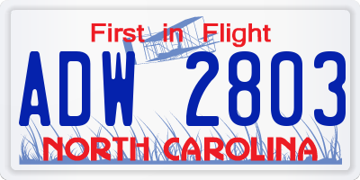 NC license plate ADW2803