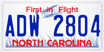 NC license plate ADW2804
