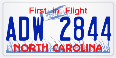 NC license plate ADW2844