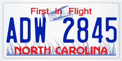 NC license plate ADW2845