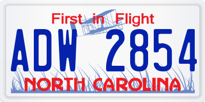 NC license plate ADW2854