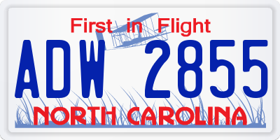 NC license plate ADW2855