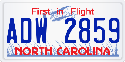 NC license plate ADW2859