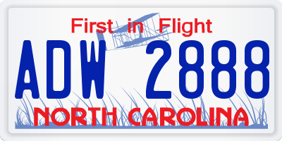 NC license plate ADW2888