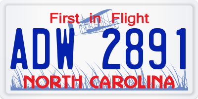 NC license plate ADW2891