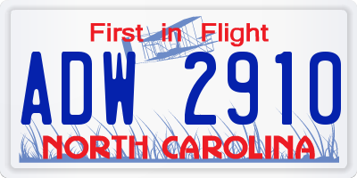 NC license plate ADW2910