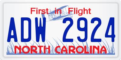 NC license plate ADW2924