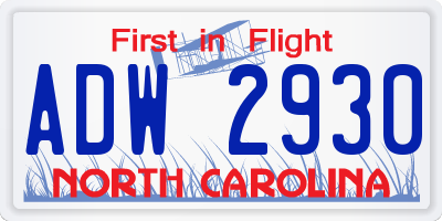 NC license plate ADW2930