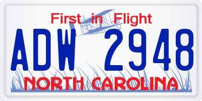 NC license plate ADW2948