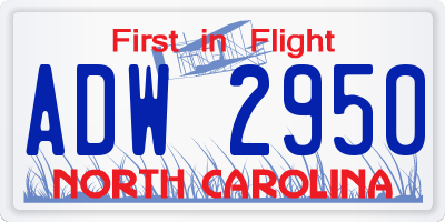 NC license plate ADW2950