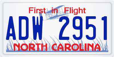 NC license plate ADW2951