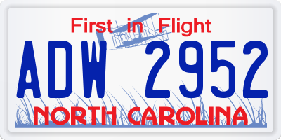 NC license plate ADW2952