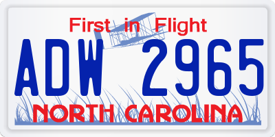 NC license plate ADW2965