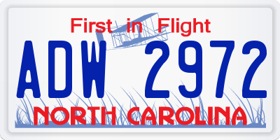 NC license plate ADW2972