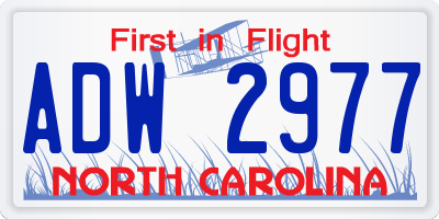 NC license plate ADW2977