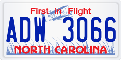 NC license plate ADW3066
