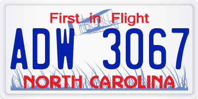 NC license plate ADW3067