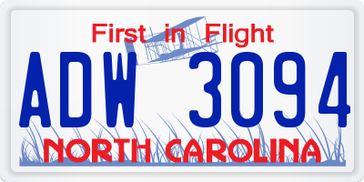 NC license plate ADW3094