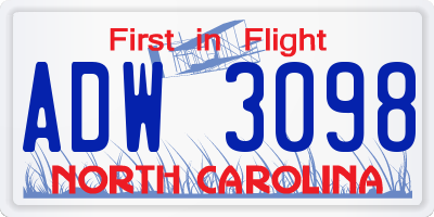 NC license plate ADW3098