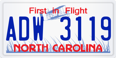 NC license plate ADW3119