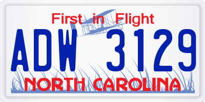 NC license plate ADW3129