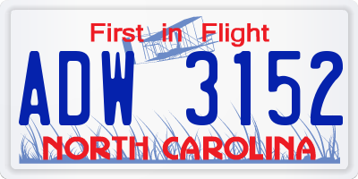 NC license plate ADW3152
