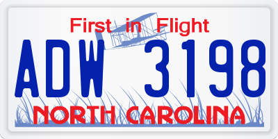 NC license plate ADW3198