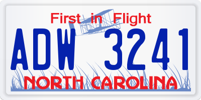 NC license plate ADW3241